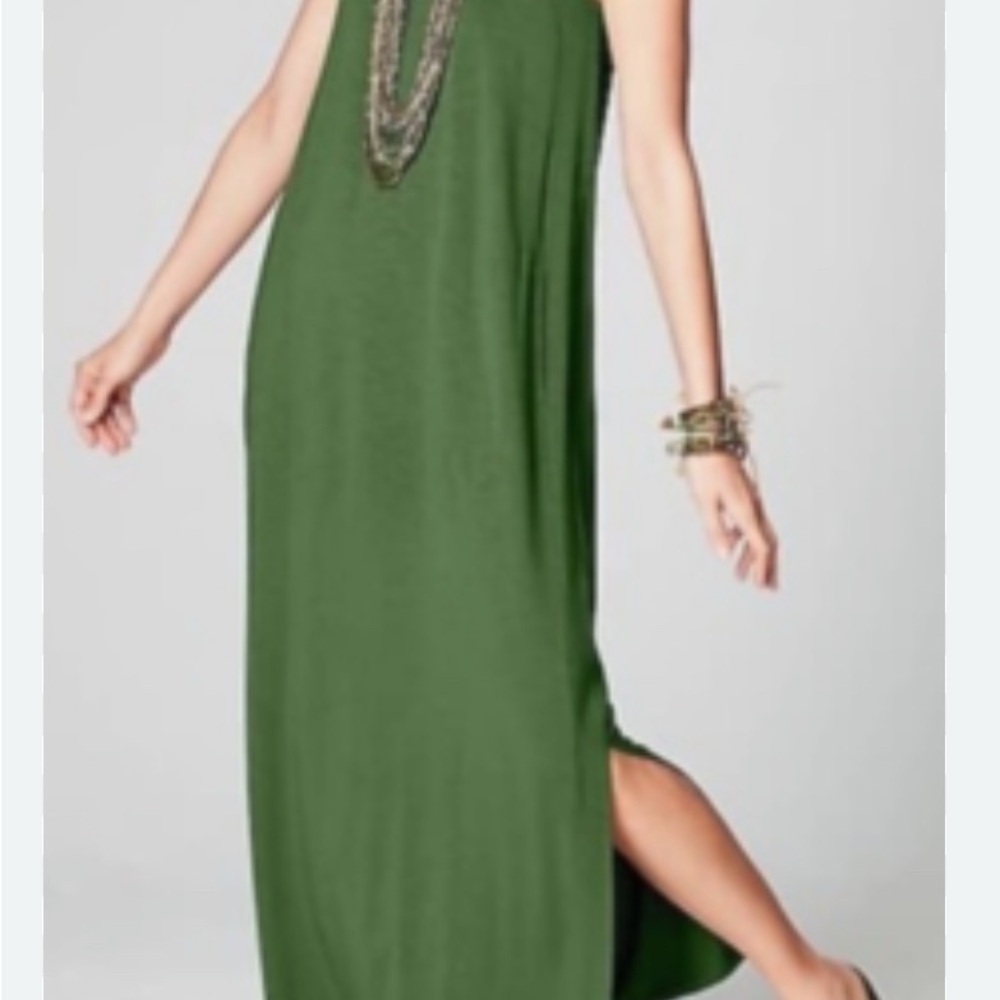 J Jill Slub Knit Green Halter Maxi Dress with Pockets - MP
